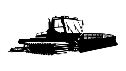 Bulldozer Silhouette: A powerful bulldozer, depicted in a bold black silhouette, stands ready for heavy-duty work. © Hasem