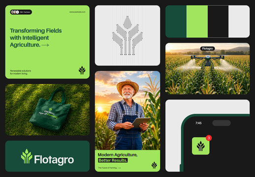 Modern Agrotech Brand Identity Kit Presentation Layout