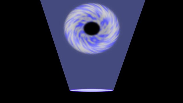 Abstract donuts animation twists blue white torus loops. Spotlight abstract donuts animation focuses purple studio lights. Creative abstract donuts animation loops vector models.