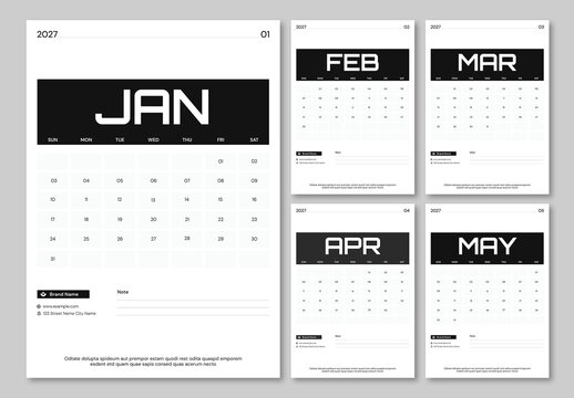Minimalist 2027 Calendar Template