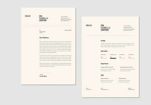 Minimalist Resume and Cover Letter Template