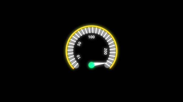 Abstract animation monitors glowing tech speedometer gauges. Digital abstract animation tracks yellow rims with green needles. Clean abstract animation updates dashboard variables.