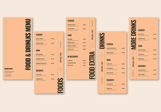 Modern Vertical Food and Drinks Menu Layout