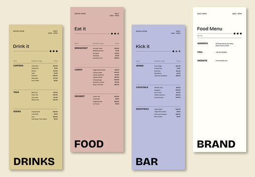 Stylish & Minimal Cafe Menus Layout