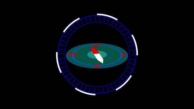 3D animation tilts advanced perspective compass systems. Tech 3D animation aligns red navigation needles. Clean 3D animation displays international coordinate tracking vectors.