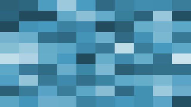 Abstract background animation tiles blue pixelated mosaic cubes. Geometric abstract background animation patterns teal mosaic blocks. Seamless abstract background loops graphics.