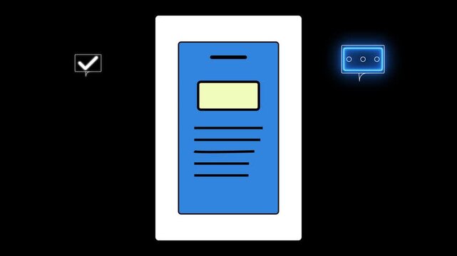 Paper animation displays stylized corporate document sheets. Modern paper animation highlights yellow summary info boxes. Creative paper animation designs flat graphic layouts.