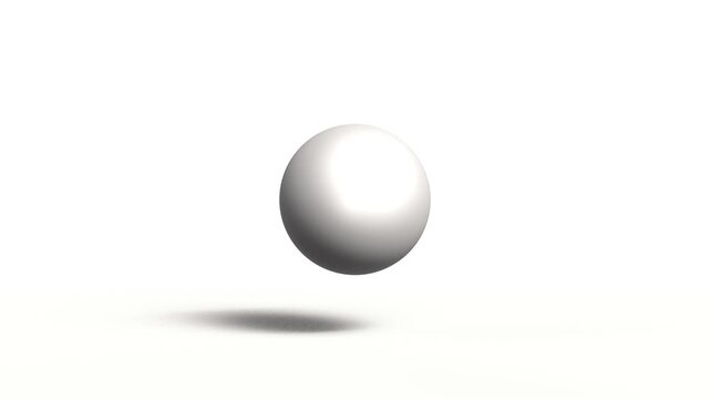 Ball animation suspends white geometric sphere models. Minimalist ball animation casts soft vector shadow lines. Clean ball animation creates simple studio presentation art blocks.