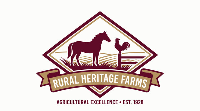 A logo featuring a horse and rooster on a farm sign reads Rural Heritage Farms