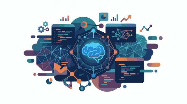 Abstract representation of artificial intelligence with a brain