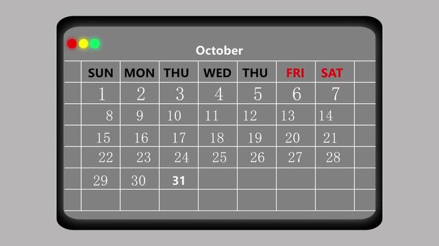 Month date animation screens scheduling grids. Digital month date animation displays safety traffic light graphics. Modern month date animation checks calendar timeline entries.