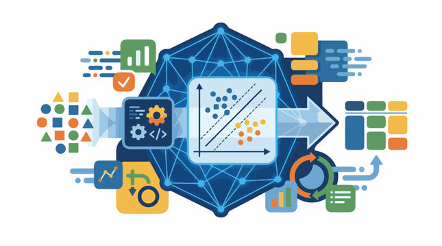 Abstract visualization of data science and machine learning algorithms