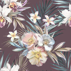 Tropical pattern. Paradise plants and flowers. Hawaiian pattern. Exotic, tropics © Alaska_artworks