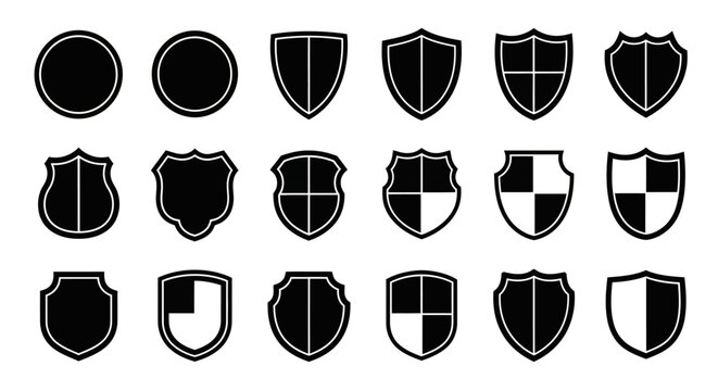Shield Icon Collection: Security, Protection, Emblem & Badge Shapes