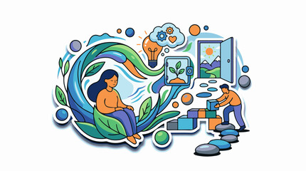 Naklejka premium Abstract illustration of growth ideas and progress toward a bright future