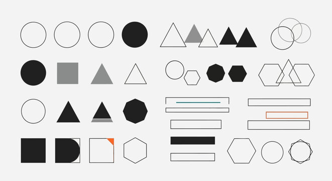 Geometric Shapes Collection: Circles, Triangles, Hexagons, Squares & Frames