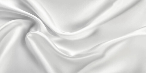 Fototapeta premium Elegant white silk and satin fabric background with smooth flowing waves, luxurious soft textile texture with shiny rippled drapery pattern and delicate elegant fashion backdrop surface