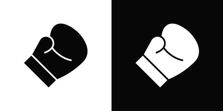 Boxing glove icon flat design concept in black