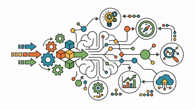 Abstract representation of data processing and artificial intelligence