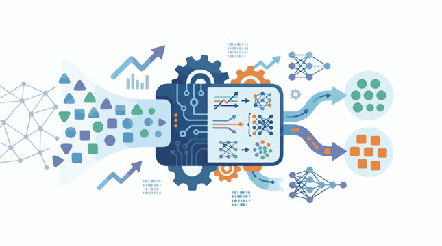 Abstract representation of data processing and machine learning algorithms (3)