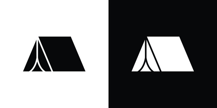 Camping icon flat design concept in black