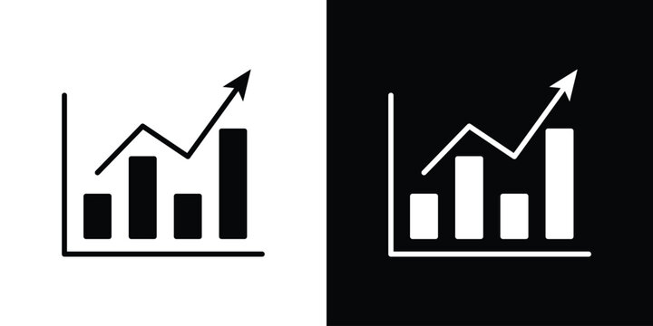 Chart histogram icon flat design concept in black