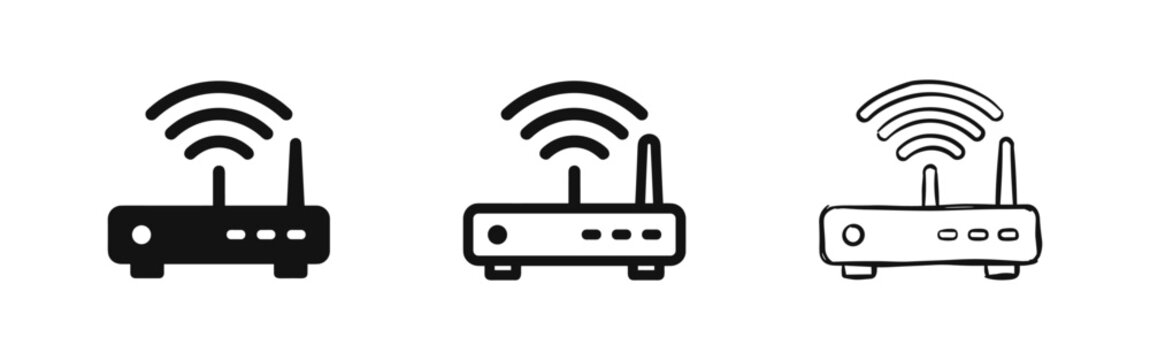 Wifi internet router icon set