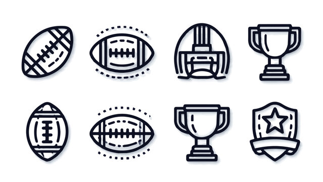 Collection of American Football Equipment and Trophies Displayed.
