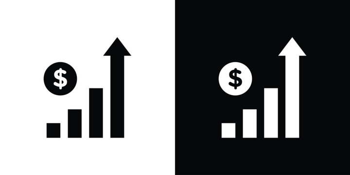 Chat arrow grow icon flat design concept in black