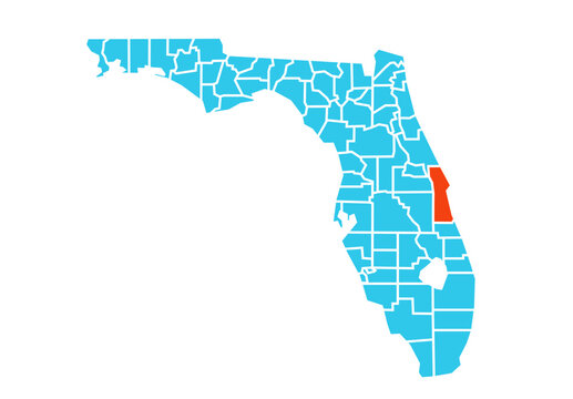 Brevard County highlighted in orange on Florida state map with blue theme