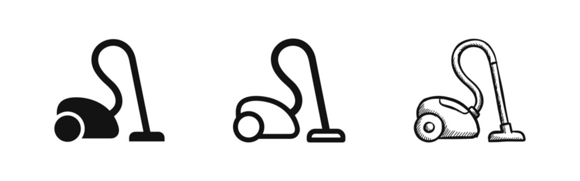 Vacuum cleaner icon set, housekeeping, home appliances, cleaning
