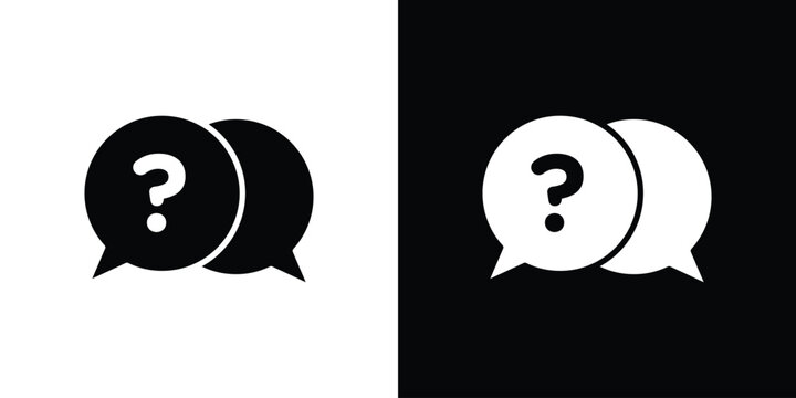 Comment question icon flat design concept in black