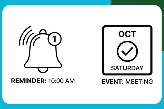 Notification reminder icon with bell and calendar on white background