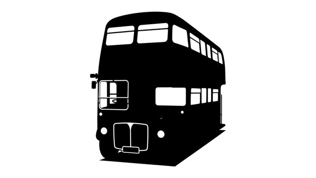 Silhouette of a Vintage Double-Decker Bus: A stark black silhouette of a classic double-decker bus, showcasing its iconic two-story design and retro appeal against a clean background.