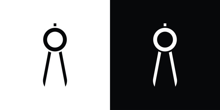 Drafting compass icon flat design concept in black