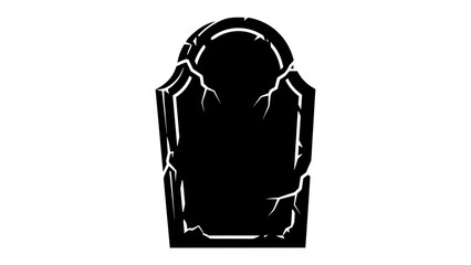 Gravestone Silhouette: A stark black silhouette of a cracked and weathered gravestone, its surface empty, stands as a somber emblem of remembrance and the passage of time. © Hasem