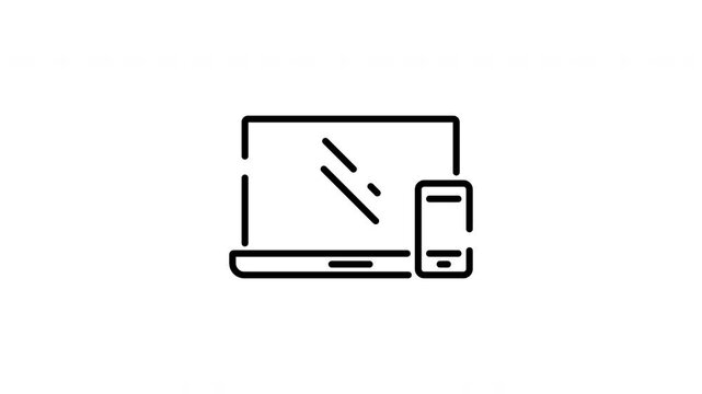 Laptop And Smartphone Animated Icon With Alpha Channel. Digital Connectivity And Device Synchronization Motion Graphic. Technology Integration And Mobile. On Transparent Background