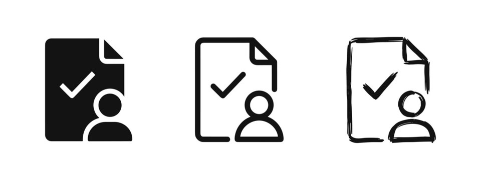 User document approval icon set, file management