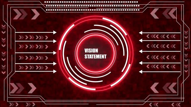 Futuristic vision statement Concept Background with Glowing Red Digital Interface.Modern Business Technology Interface with Glowing Red Circular Elements.