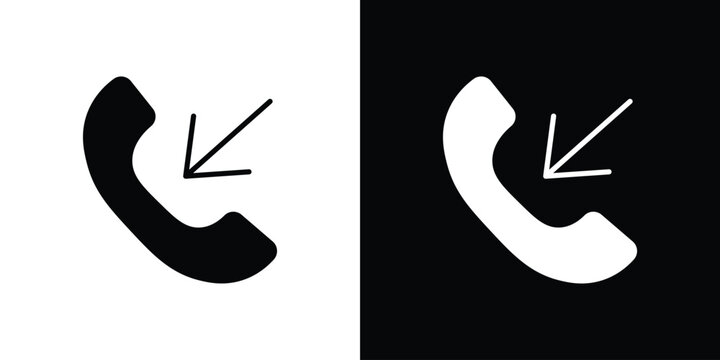 Incoming Call icon flat design concept in black