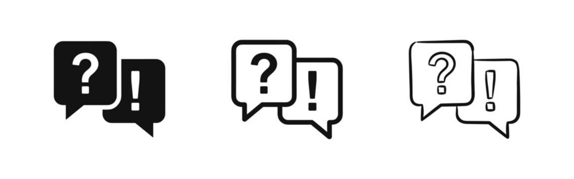 Question and exclamation mark bubble icon set