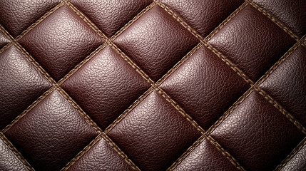 Naklejka premium Abstract dark brown quilted leather texture background with diamond pattern