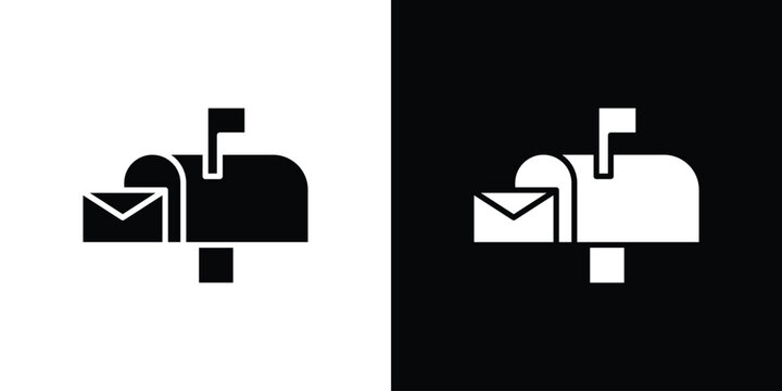 Mailbox icon flat design concept in black