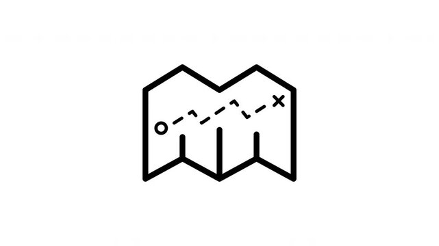 Folded Map With Path Animated Icon With Alpha Channel. Navigation, Route Planning, And Adventure Exploration Motion Graphic. Travel Guidance And Direction. On Transparent Background