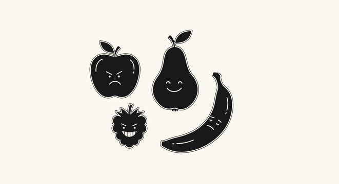 Diverse Fruit Characters with Expressions