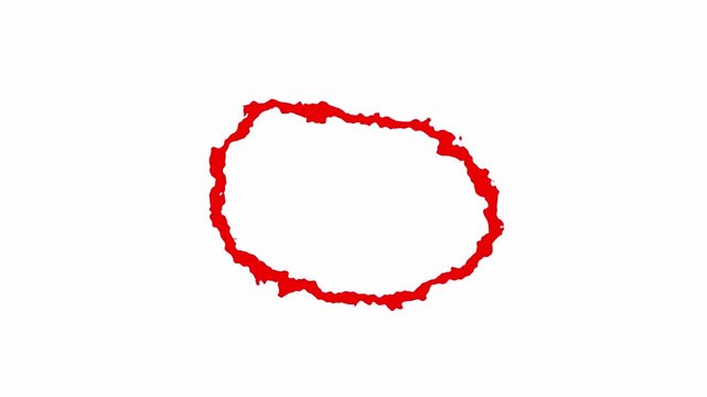 scribble animation red rounded 4k as a marker pointing in transparent background
