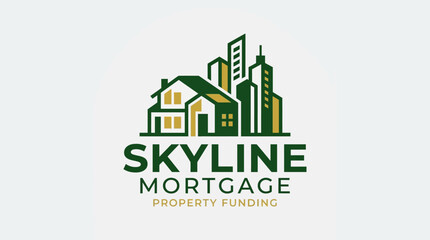 Obraz premium A logo illustration depicts buildings and houses under Mortgage text