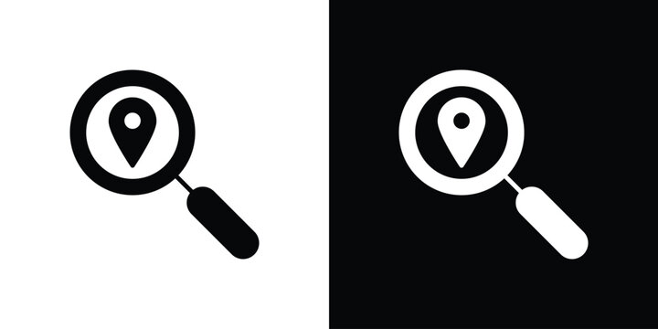 Search Location icon flat design concept in black
