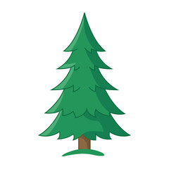 Fototapeta premium Green pine tree vector illustration. Flat isolated spruce or fir icon on white background.