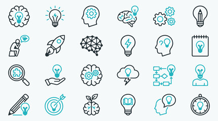 Creative Idea and Innovation Icons Set - Brainstorming and Problem Solving Concepts © Mahmudmse